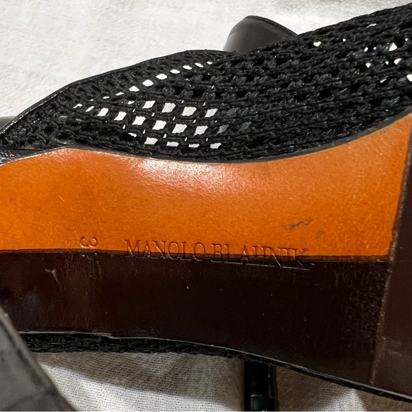 Manolo  Blahnik 4.5” Black Netting Shoe Sz 6 - Picture 8 of 9